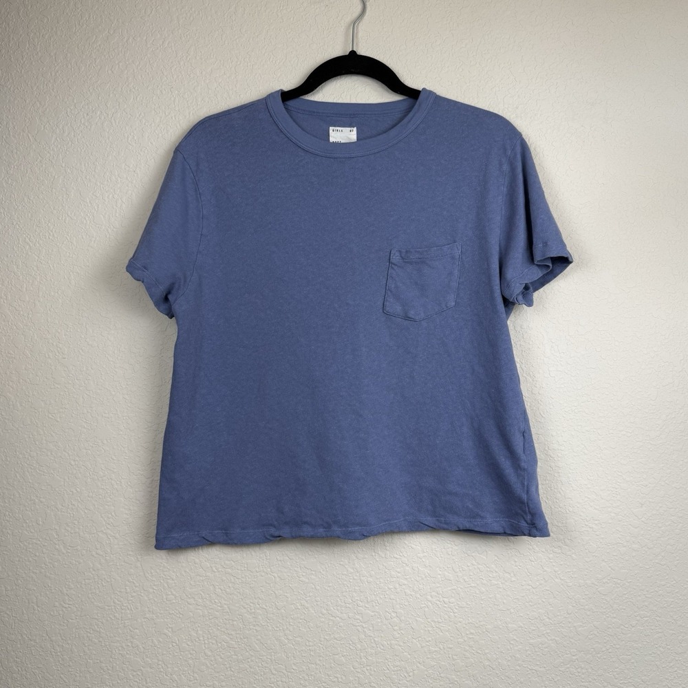 Girls of Dust Women's Pocket Tee, Sz‎ L Blue Cotton And Hemp Blend Clean Girl